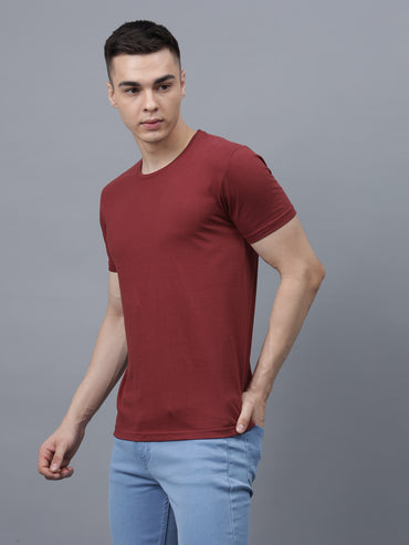 Men's Cotton T Shirt | Round Neck T Shirt | Round Neck Half Sleeve T shirt-Maroon