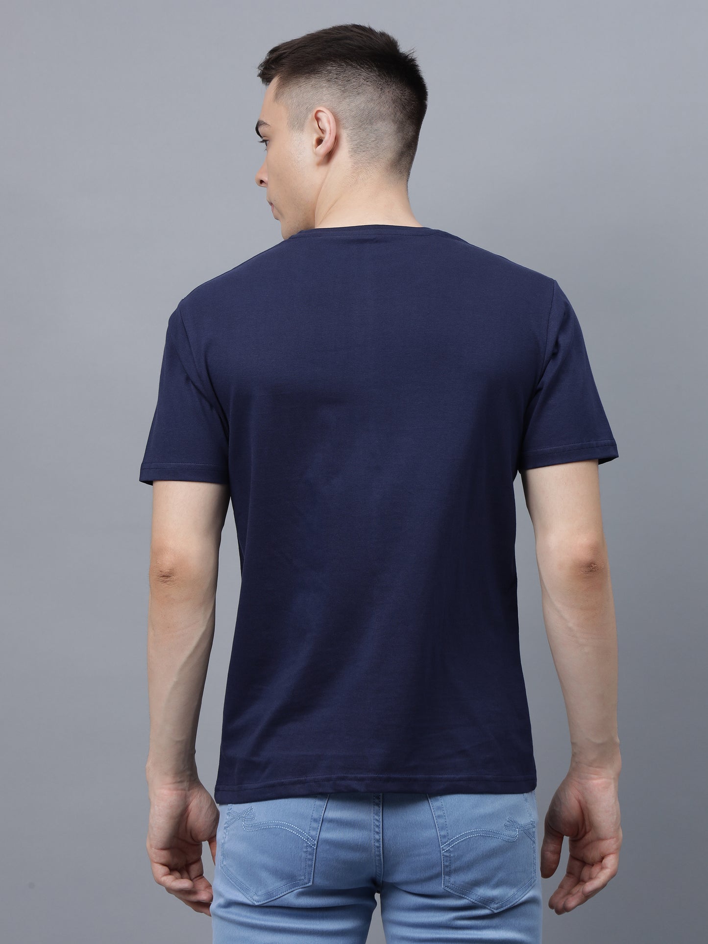 Men's Cotton T Shirt | Round Neck T Shirt | Round Neck Half Sleeve T shirt-Navy blue