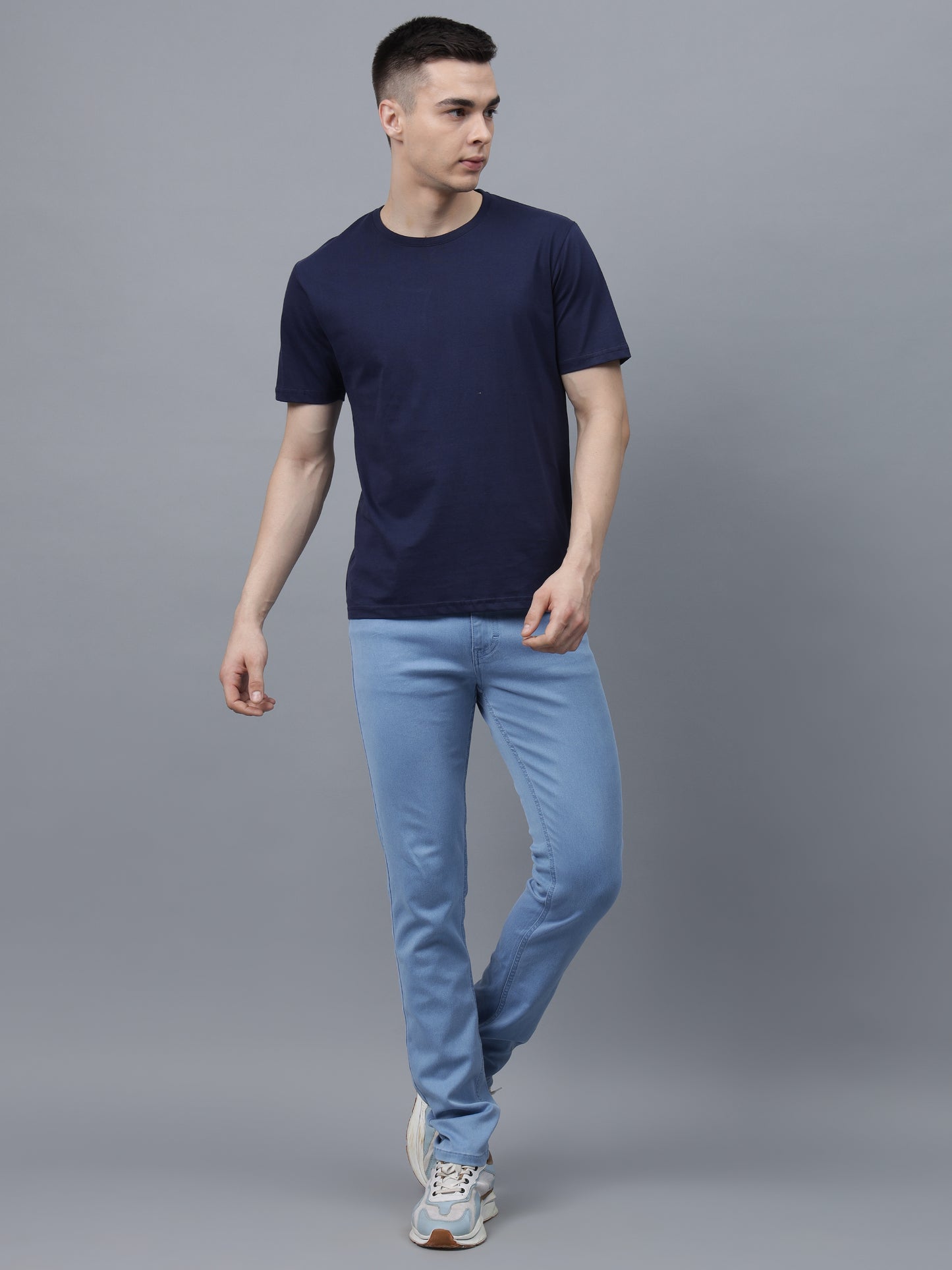 Men's Cotton T Shirt | Round Neck T Shirt | Round Neck Half Sleeve T shirt-Navy blue