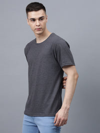 Men's Cotton T Shirt | Round Neck T Shirt | Round Neck Half Sleeve T shirt-Dark Grey Melange