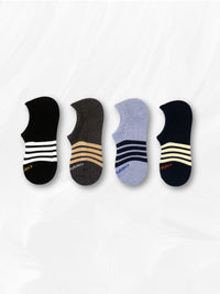 Men's Cotton Socks | Sports Loffer Length Cotton Socks | Breathable | Stripe Rib Socks for Men(103)-Pack of 4