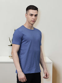 Men's Cotton T Shirt | Round Neck T Shirt | Round Neck Half Sleeve T shirt-Royal blue mélange