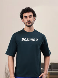 Round Neck Oversized Fit Drop Shoulder Half Sleeves T-Shirt for Men | Men's Printed Oversized T shirt-Dark Green