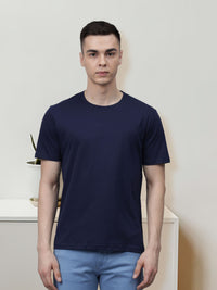 Men's Cotton T Shirt | Round Neck T Shirt | Round Neck Half Sleeve T shirt-Navy blue