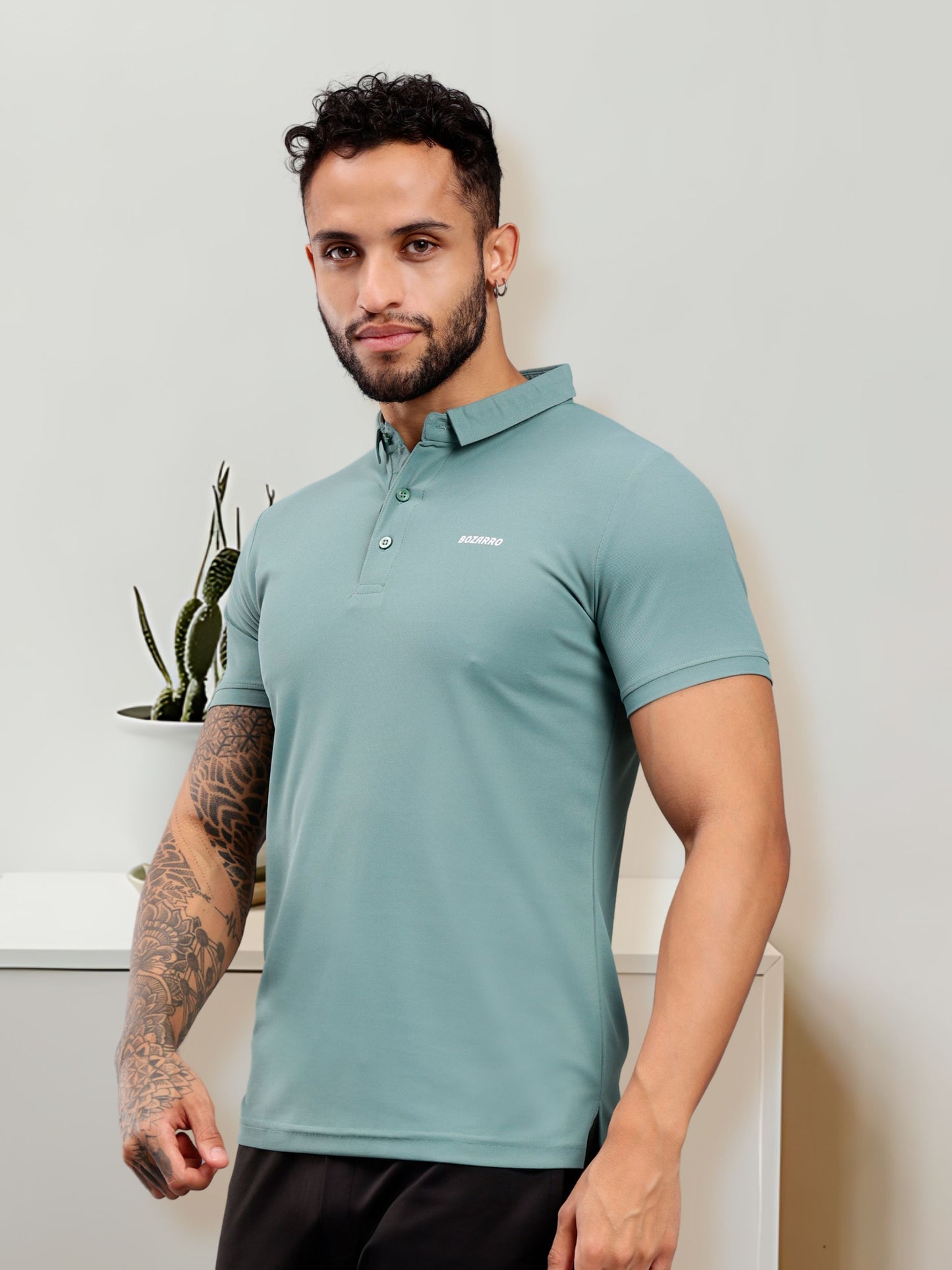 Men's Regular Fit Polo T-Shirt | Polo Plain Half Sleeve Casual T-Shirt | Polo T-Shirt for Men - Ice Blue