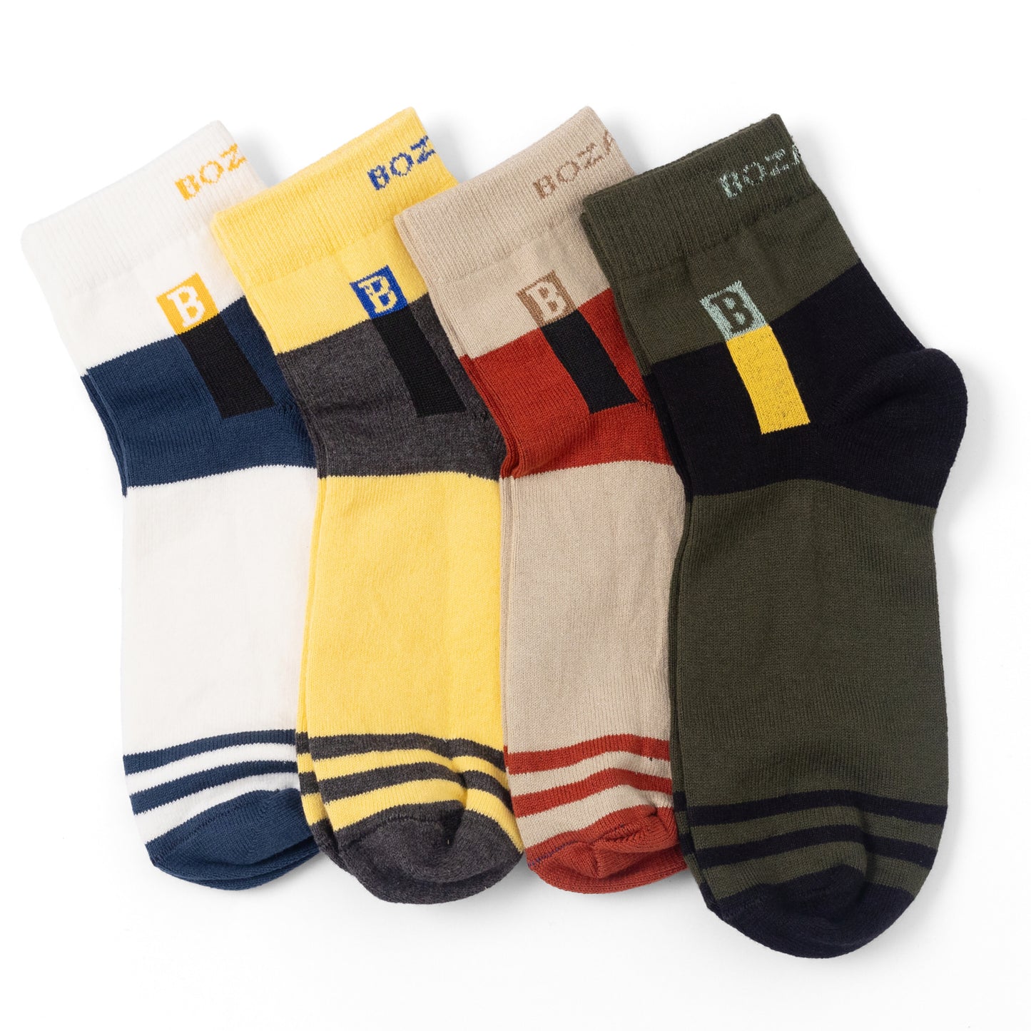 Men's Cotton Socks | Sports Quarter Length Cotton Socks | Breathable | Non Terry Socks for Men(101)-Pack of 4