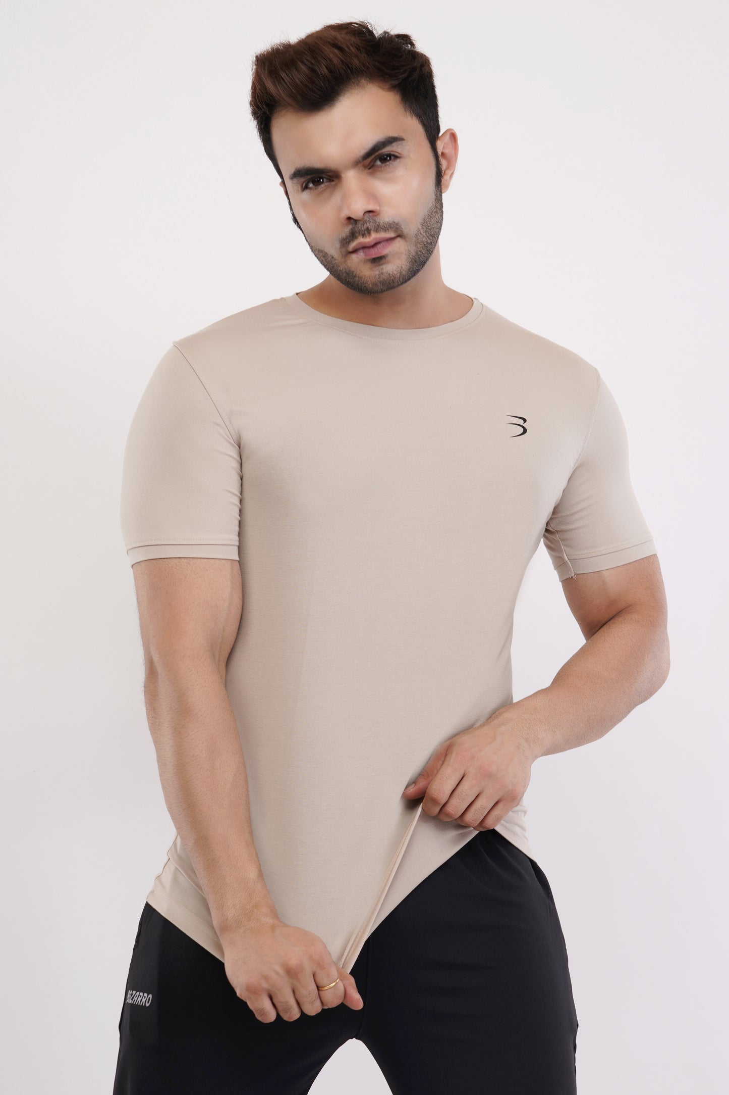 Men's Round Neck T-Shirt | Half Sleeve | Solid Regular Fit T-Shirt For Men(RN08)-Beige