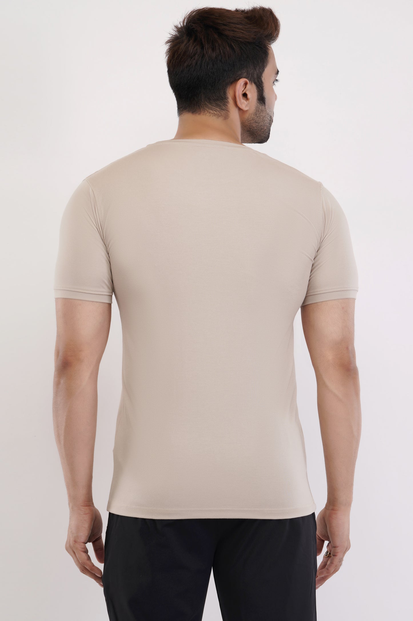 Men's Round Neck T-Shirt | Half Sleeve | Solid Regular Fit T-Shirt For Men(RN08)-Beige