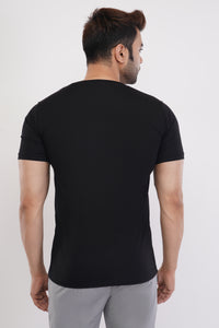 Men's Round Neck T-Shirt | Half Sleeve | Solid Regular Fit T-Shirt For Men(RN08)-Black