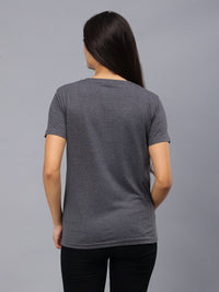 Women's Cotton T Shirt | Round Neck T Shirt | Round Neck Half Sleeve T shirt-Dark Gray Melange