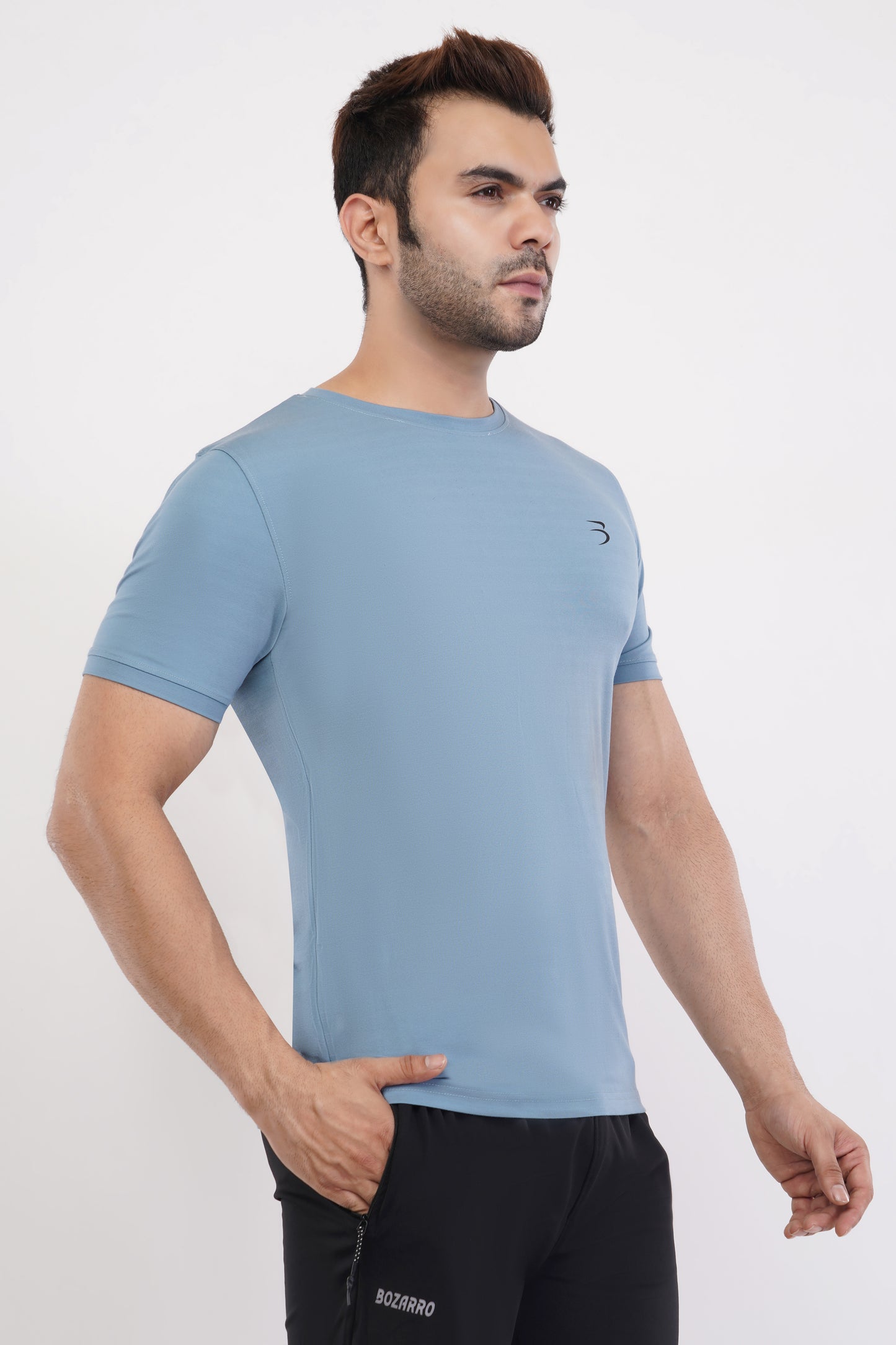 Men's Round Neck T-Shirt | Half Sleeve | Solid Regular Fit T-Shirt For Men(RN08)- Dark Sky Blue