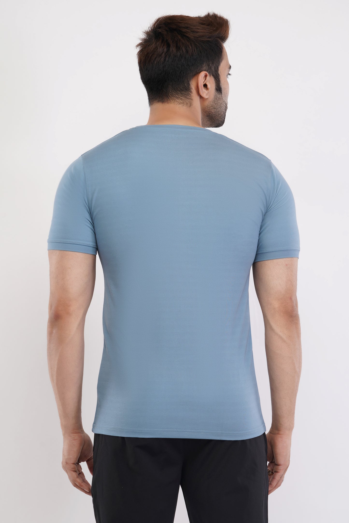 Men's Round Neck T-Shirt | Half Sleeve | Solid Regular Fit T-Shirt For Men(RN08)- Dark Sky Blue