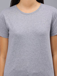 Women's Cotton T Shirt | Round Neck T Shirt | Round Neck Half Sleeve T shirt- Light Gray Melange