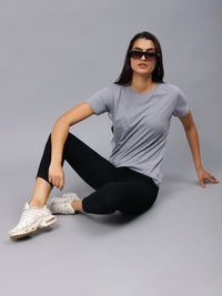 Women's Cotton T Shirt | Round Neck T Shirt | Round Neck Half Sleeve T shirt- Light Gray Melange