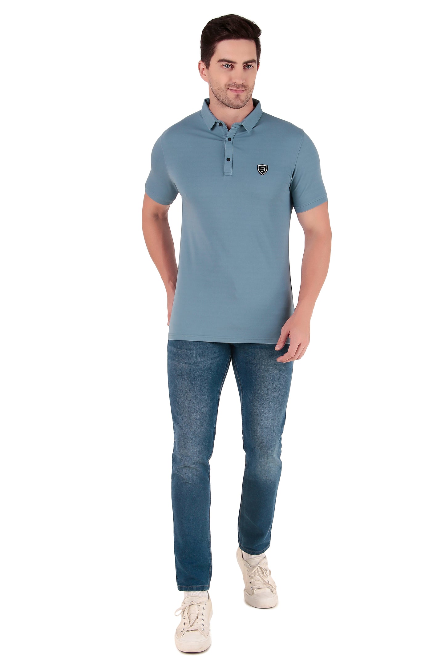 Men's Regular Fit Polo T-Shirt | Polo Plain T-Shirt | Half Sleeve | Casual T-Shirt for Men[PL02] - Dark Sky Blue