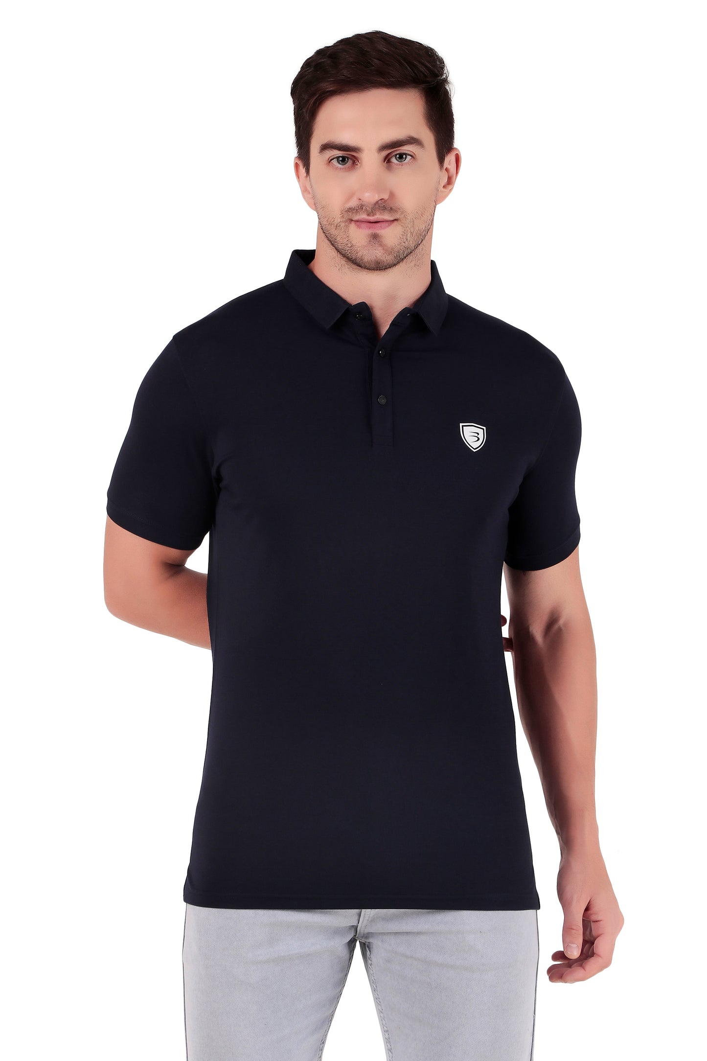 Men's Regular Fit Polo T-Shirt | Polo Plain T-Shirt | Half Sleeve | Casual T-Shirt for Men[PL02] - Navy Blue