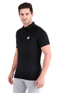 Men's Regular Fit Polo T-Shirt | Polo Plain T-Shirt | Half Sleeve | Casual T-Shirt for Men[PL02]- Black