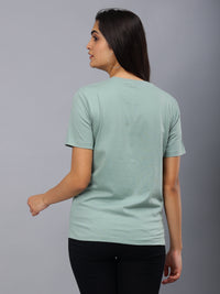 Women's Cotton T Shirt | Round Neck T Shirt | Round Neck Half Sleeve T shirt-Mint Green