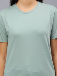 Women's Cotton T Shirt | Round Neck T Shirt | Round Neck Half Sleeve T shirt-Mint Green