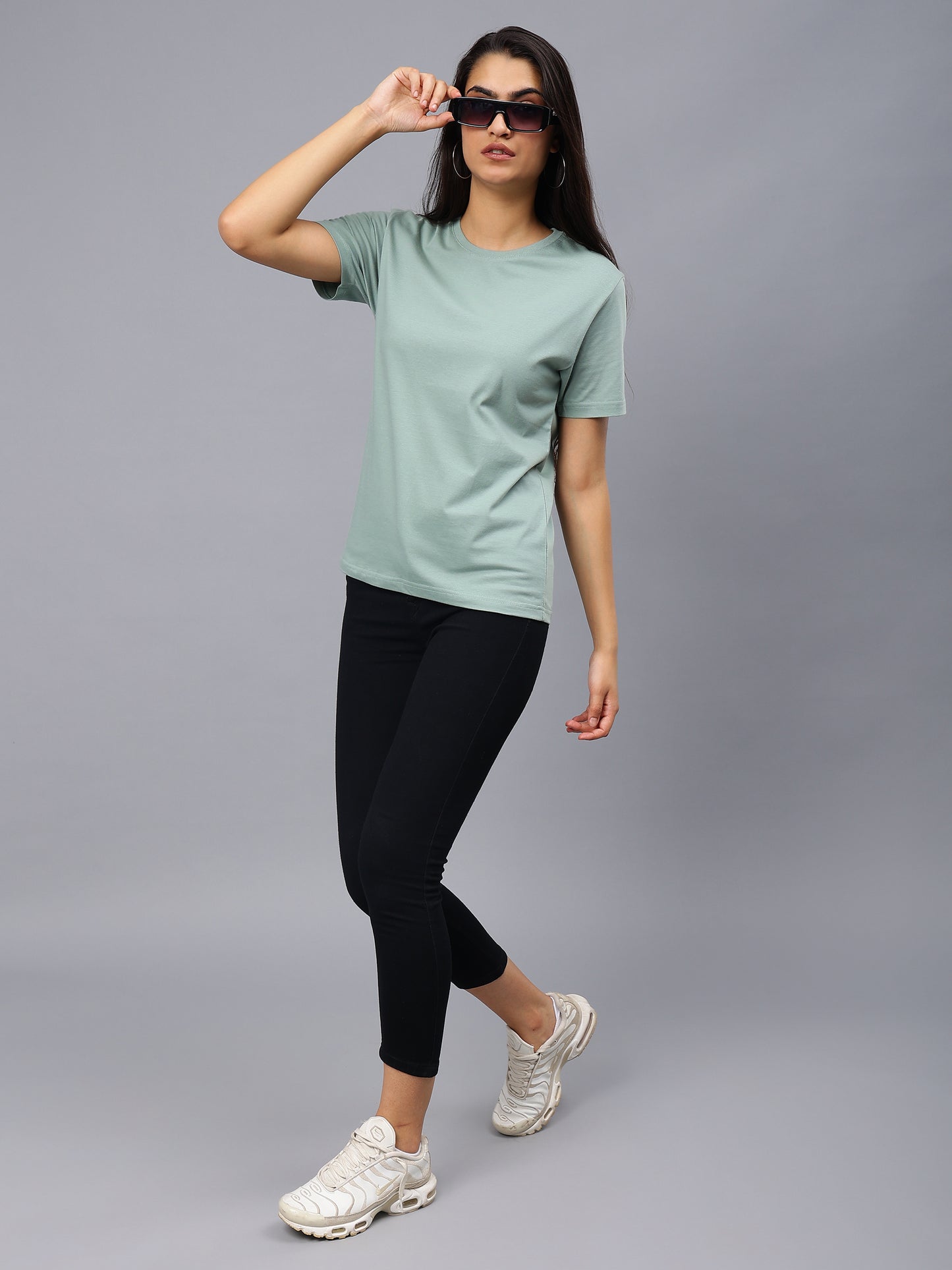 Women's Cotton T Shirt | Round Neck T Shirt | Round Neck Half Sleeve T shirt-Mint Green