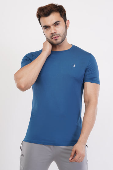 Men's Round Neck T-Shirt | Half Sleeve | Solid Regular Fit T-Shirt For Men(RN08)- Petrol Blue