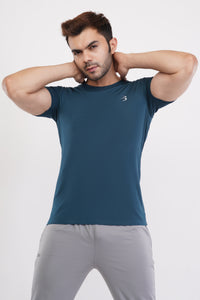 Men's Round Neck T-Shirt | Half Sleeve | Solid Regular Fit T-Shirt For Men(RN08)-Pine Green