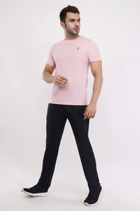 Men's Round Neck T-Shirt | Half Sleeve | Solid Regular Fit T-Shirt For Men(RN08)-Pink