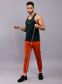 Men's Regular Fit Stringer | Men's Gym Tank Top Stringers |Solid Low Neck Tank Top For Men - Green