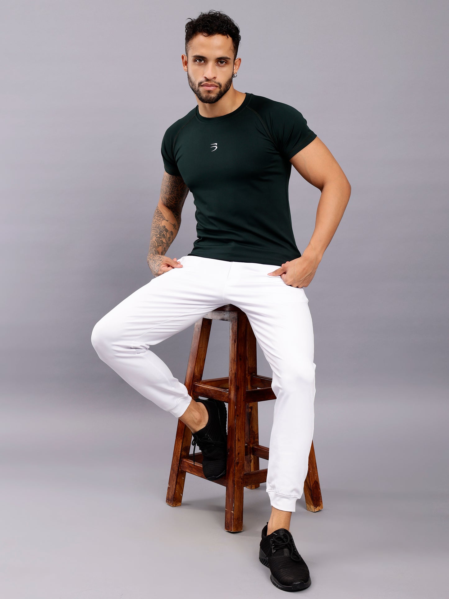 Men's Round Neck Sports T-Shirt | Half Sleeve Solid Regular Fit T-Shirt For Men -Green