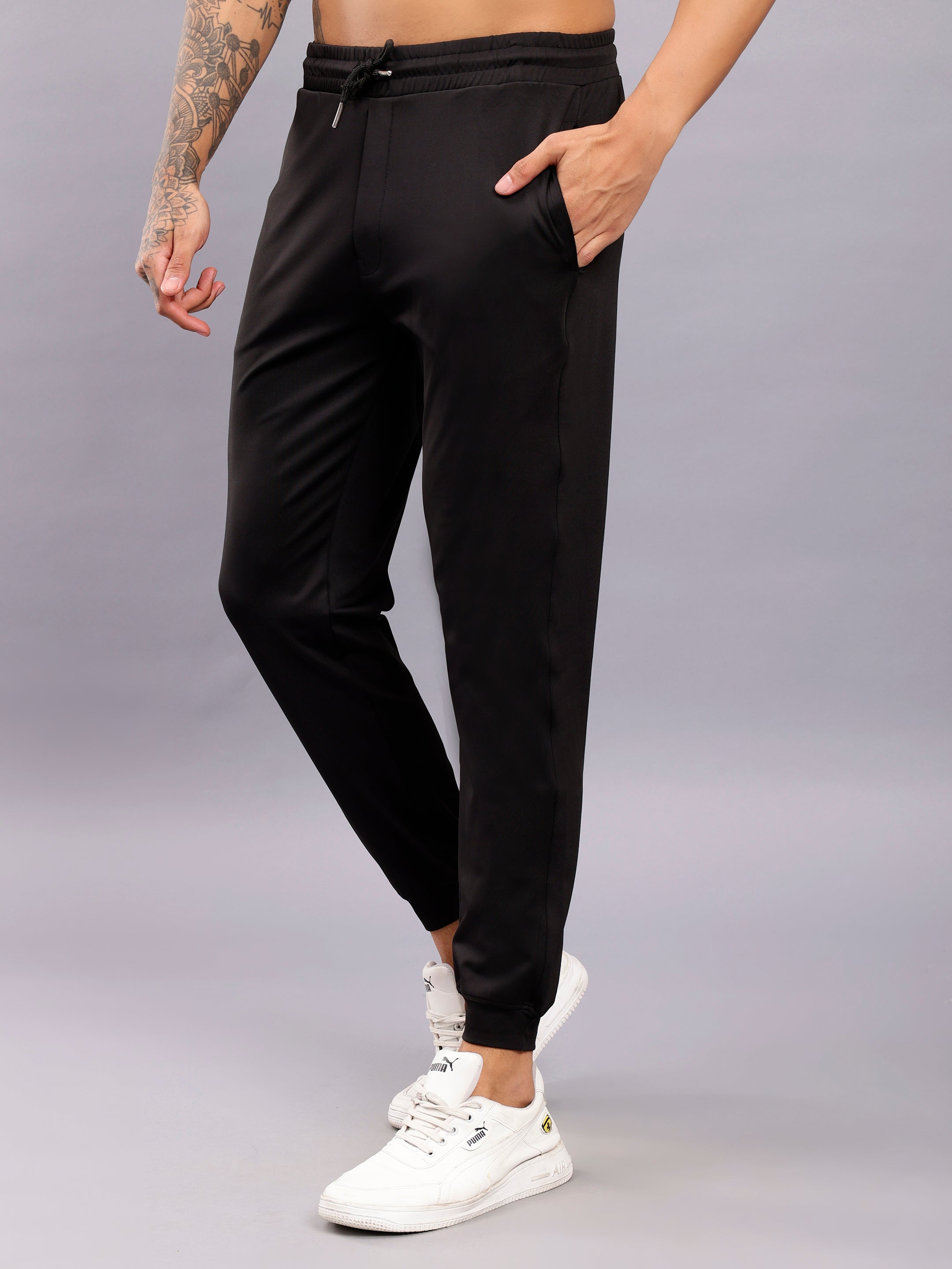 Black slim fit track pants on sale