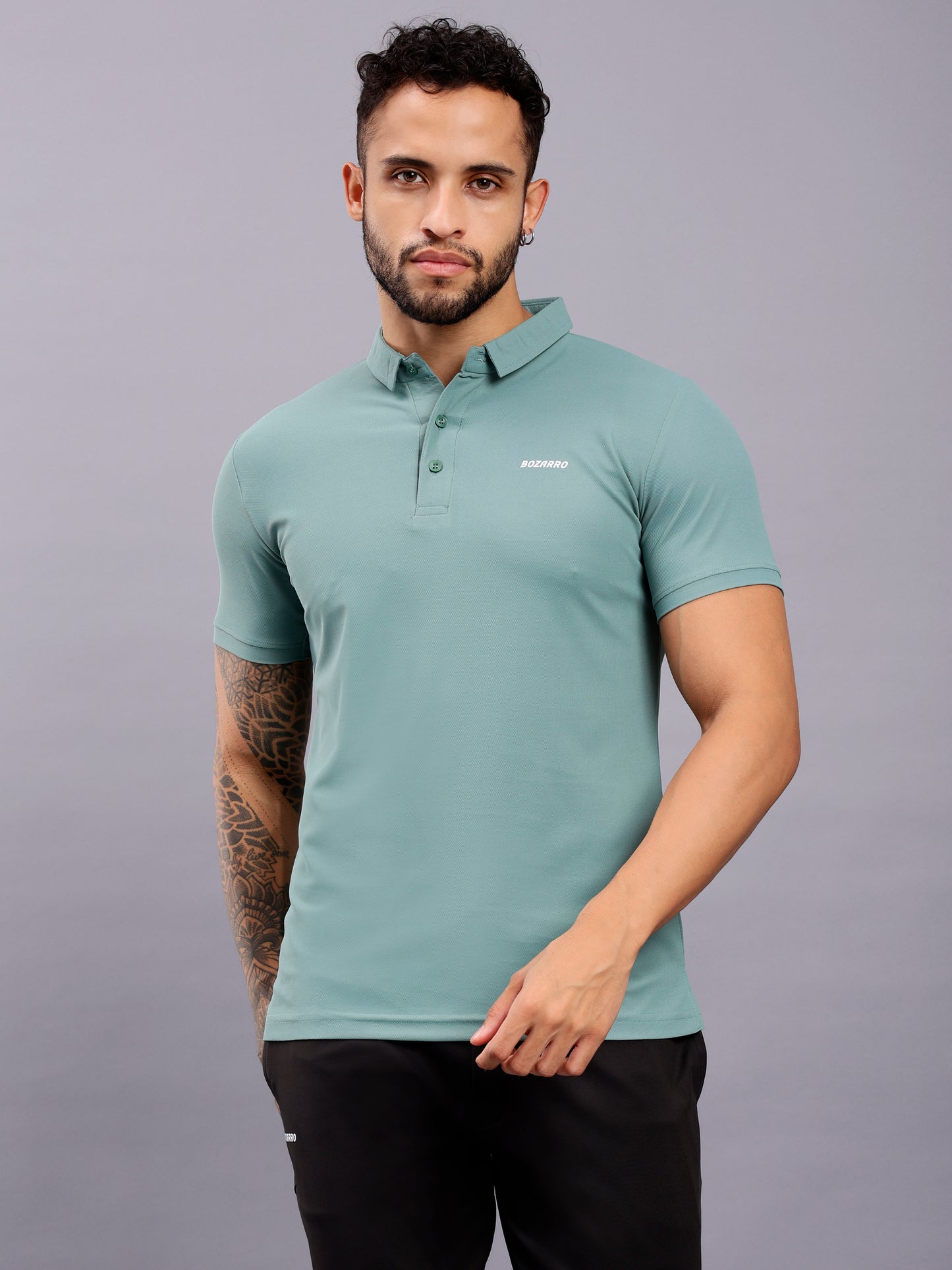 Men's Regular Fit Polo T-Shirt | Polo Plain Half Sleeve Casual T-Shirt | Polo T-Shirt for Men - Ice Blue