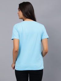 Women's Cotton T Shirt | Round Neck T Shirt | Round Neck Half Sleeve T shirt-Sky Blue