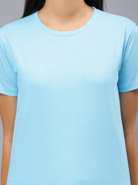 Women's Cotton T Shirt | Round Neck T Shirt | Round Neck Half Sleeve T shirt-Sky Blue