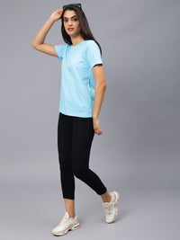 Women's Cotton T Shirt | Round Neck T Shirt | Round Neck Half Sleeve T shirt-Sky Blue