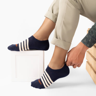 Men's Cotton Socks | Sports Loffer Length Cotton Socks | Breathable | Stripe Rib Socks for Men(103)-Pack of 4