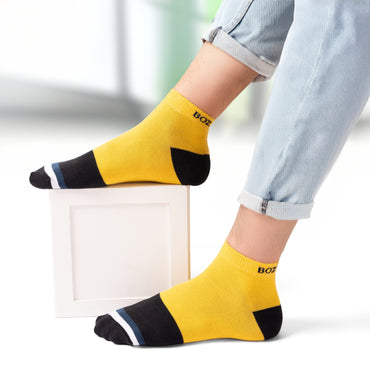 Men's Cotton Socks | Sports Ankle Length Cotton Socks | Breathable | Contrust Nonterry Socks for Men(105)-Pack of 4