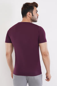 Men's Round Neck T-Shirt | Half Sleeve | Solid Regular Fit T-Shirt For Men(RN08)-Wine