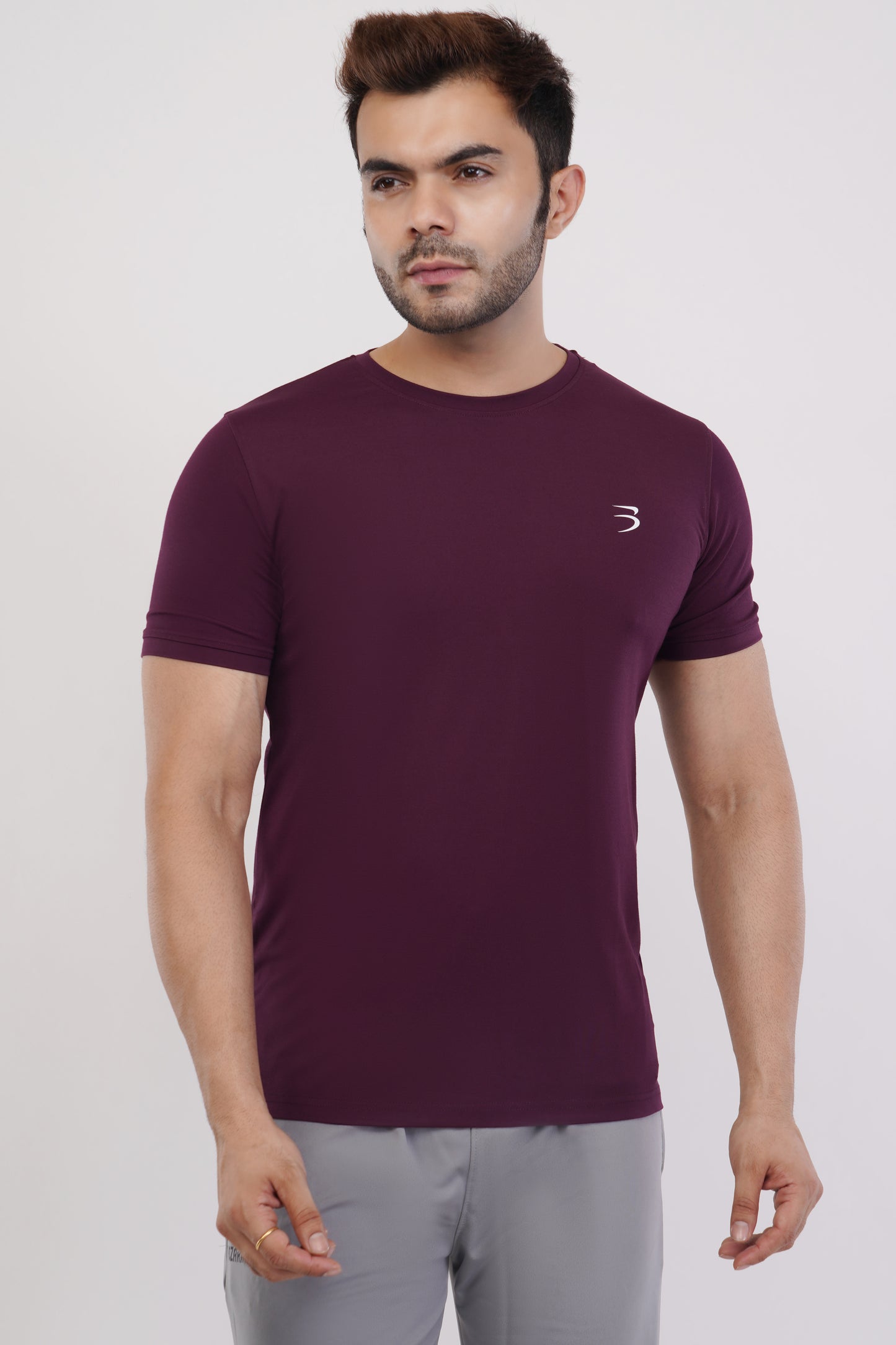 Men's Round Neck T-Shirt | Half Sleeve | Solid Regular Fit T-Shirt For Men(RN08)-Wine