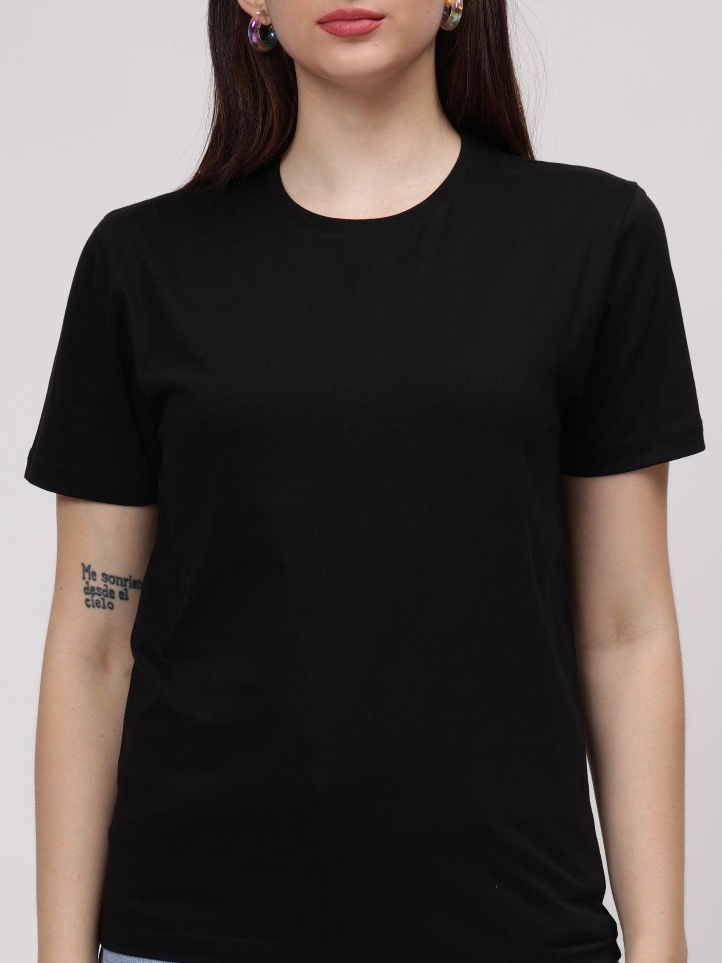 Women's Cotton T Shirt | Round Neck T Shirt | Round Neck Half Sleeve T shirt-Black