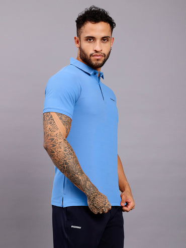 Men's Regular Fit Polo T-Shirt | Polo Plain T-Shirt | Half Sleeve | Casual T-Shirt for Men(PT01) - Sky Blue