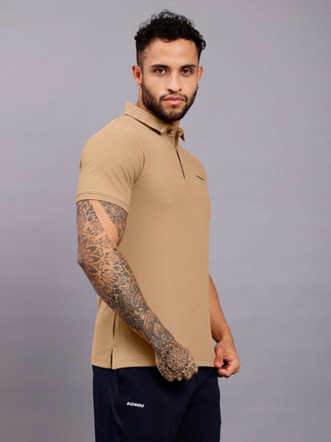 Men's Regular Fit Polo T-Shirt | Polo Plain T-Shirt | Half Sleeve | Casual T-Shirt for Men(PT01) - Camel