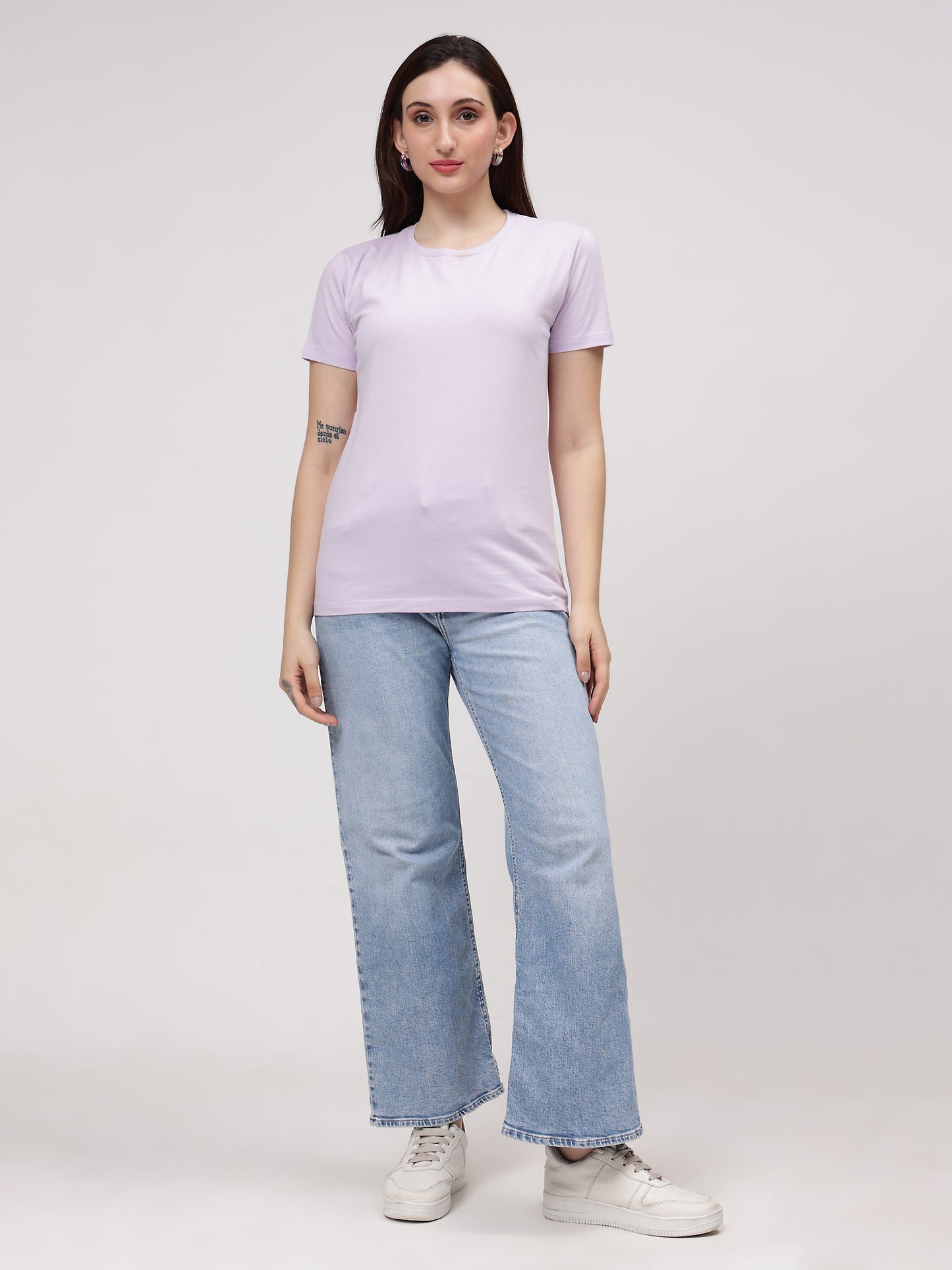 Women's Cotton T Shirt | Round Neck T Shirt | Round Neck Half Sleeve T shirt- Lavender