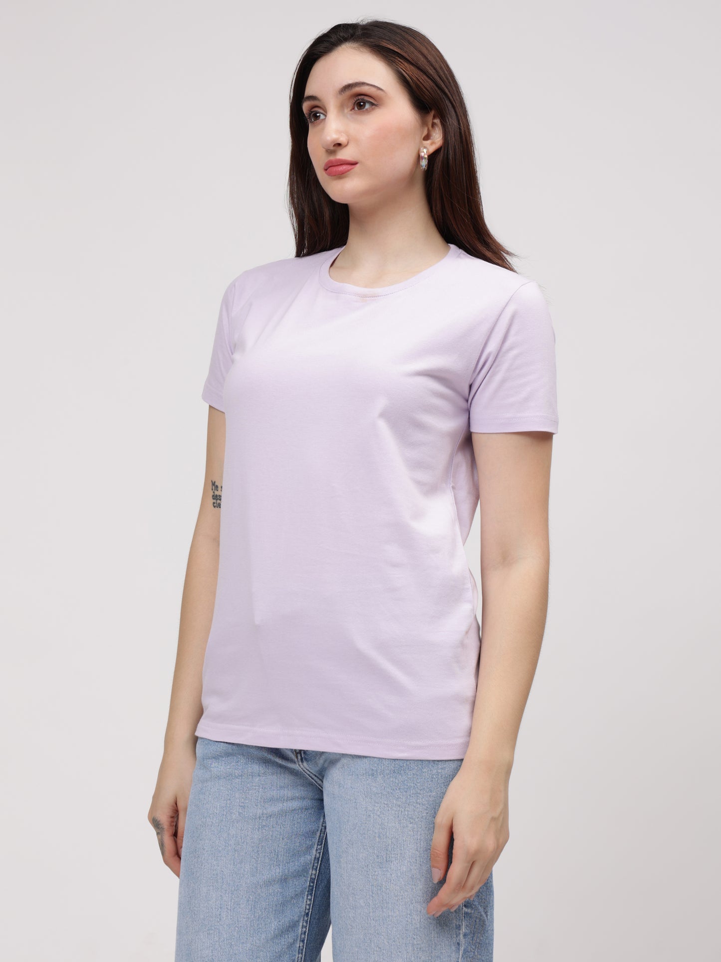 Women's Cotton T Shirt | Round Neck T Shirt | Round Neck Half Sleeve T shirt- Lavender