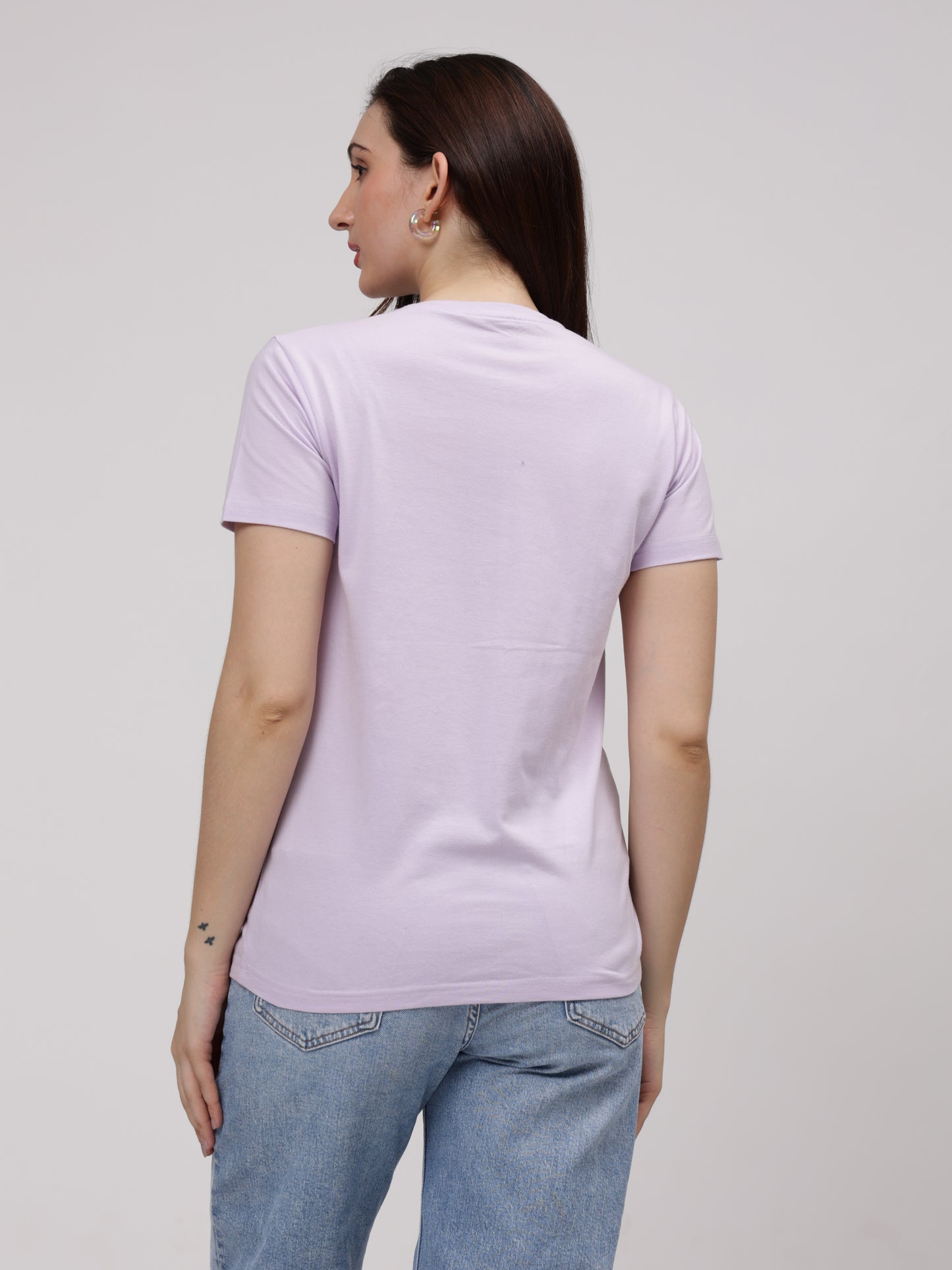 Women's Cotton T Shirt | Round Neck T Shirt | Round Neck Half Sleeve T shirt- Lavender