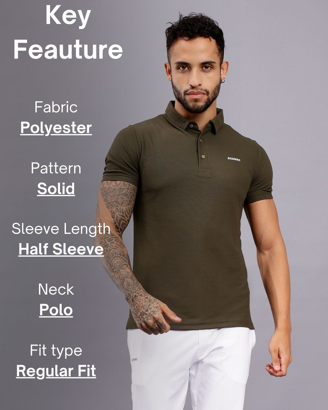 Men's Regular Fit Polo T-Shirt | Polo Plain Half Sleeve Casual T-Shirt | Polo T-Shirt for Men- Olive Green