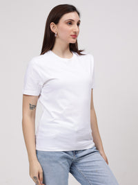 Women's Cotton T Shirt | Round Neck T Shirt | Round Neck Half Sleeve T shirt-White