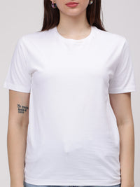 Women's Cotton T Shirt | Round Neck T Shirt | Round Neck Half Sleeve T shirt-White