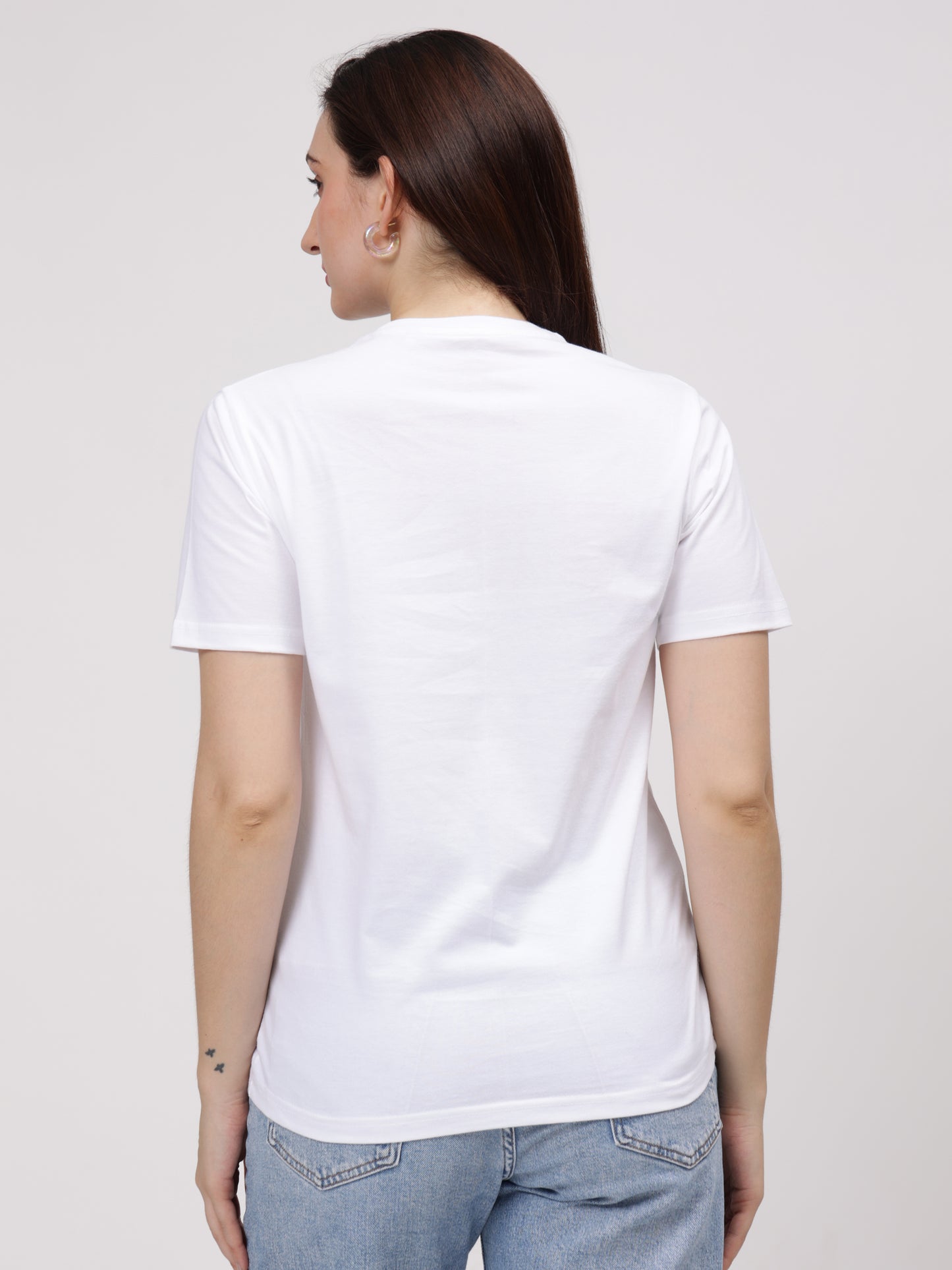 Women's Cotton T Shirt | Round Neck T Shirt | Round Neck Half Sleeve T shirt-White